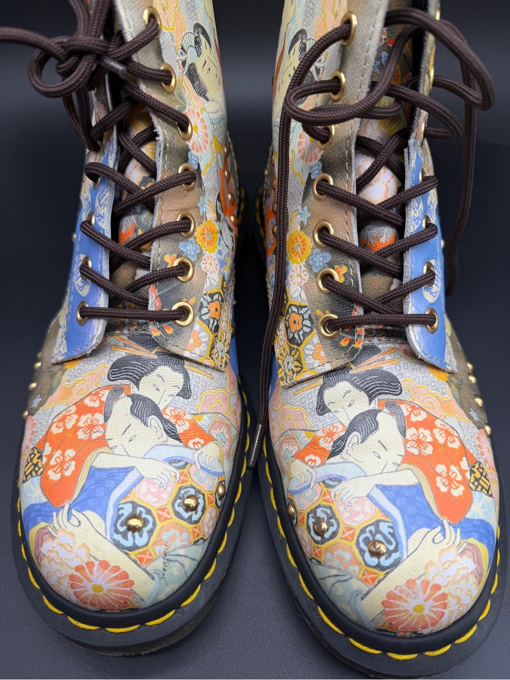 Dr. Martens 1460 Pascal Eastern Art Leather Studded Boots Size 9 - Picture 5 of 7